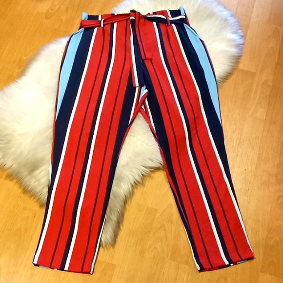Romeo & Juliet Couture Striped Tie Waist Trousers-#1533 - Picture 4 of 12